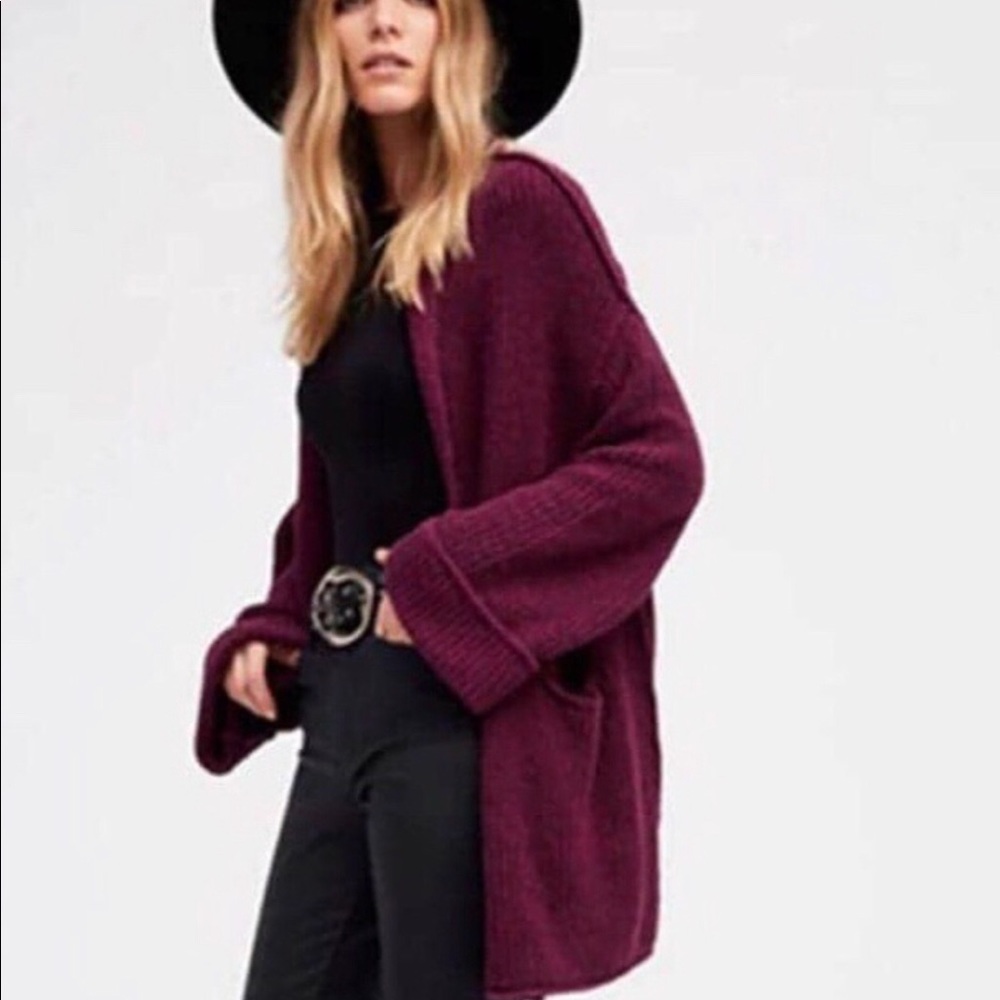 Free People Low Tide Cardi Plum XS/S